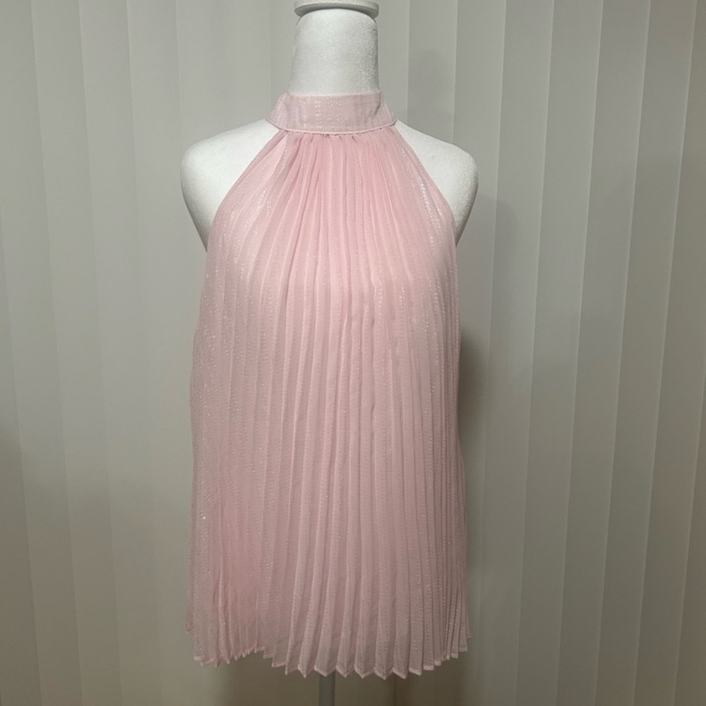 Ryegrass Pink Pleated Halter Top